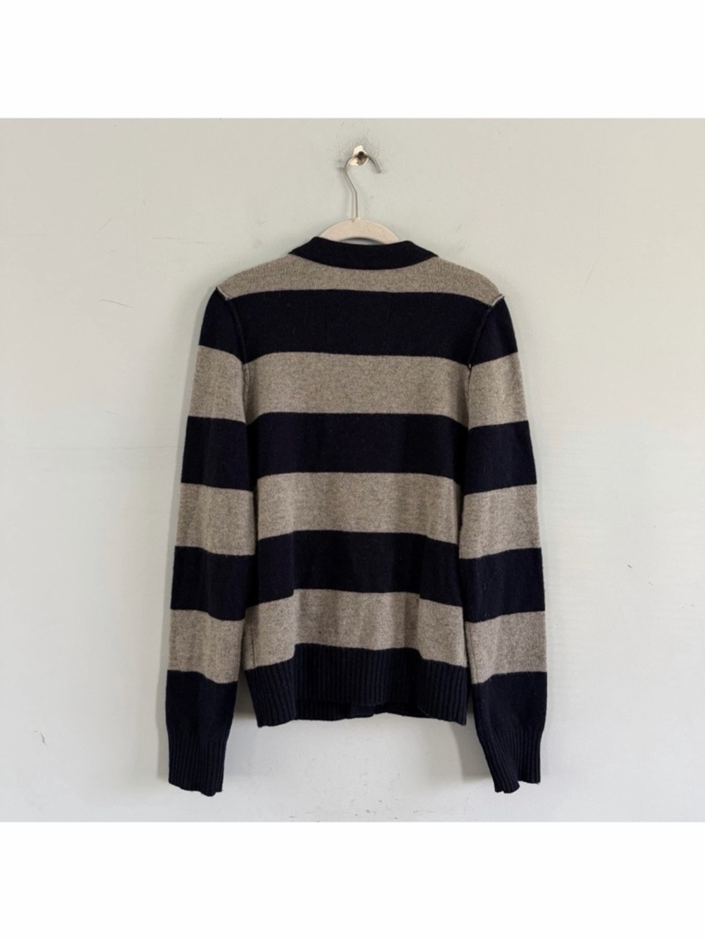 Vintage Abercrombie & Fitch Y2K‎ Rugby Cardigan Striped Blue Gray Wool Sweater - Picture 3 of 5